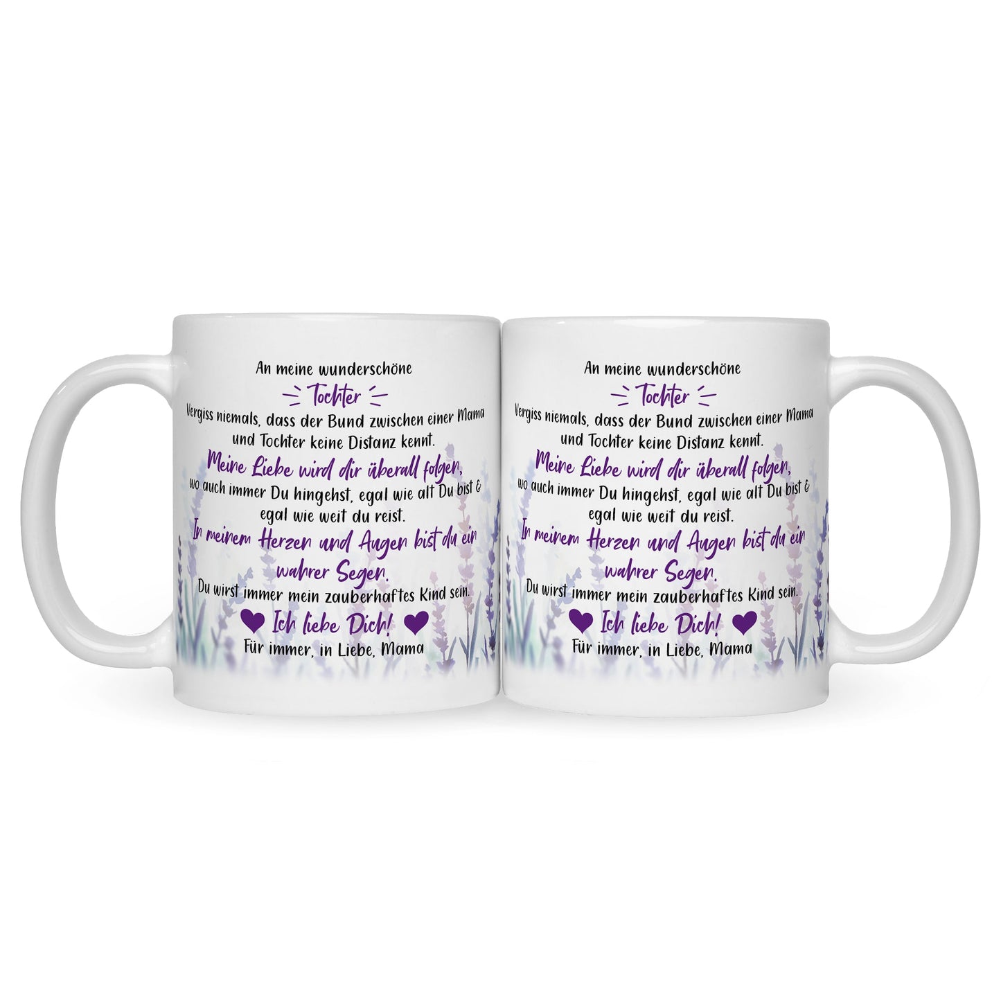 Bedruckte Tasse mit Spruch von Mama für die Tochter