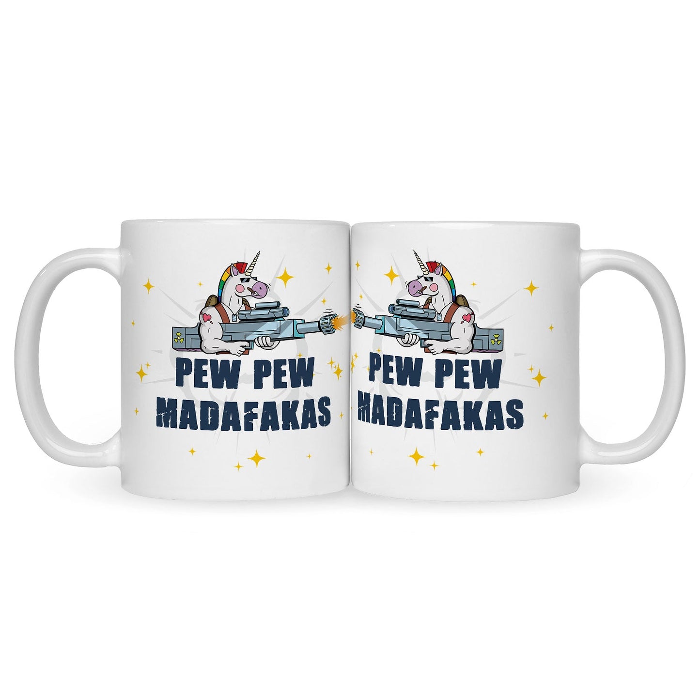 Bedruckte Tasse mit Spruch Pew Pew Madafakas