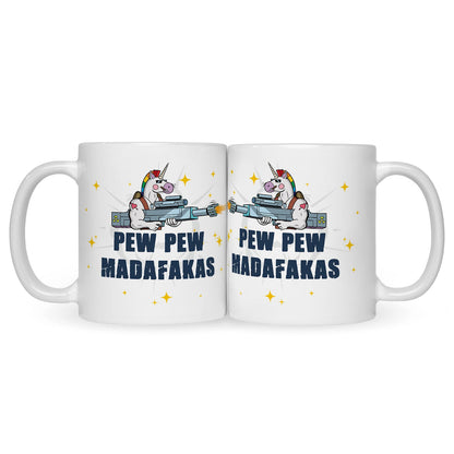 Bedruckte Tasse mit Spruch Pew Pew Madafakas