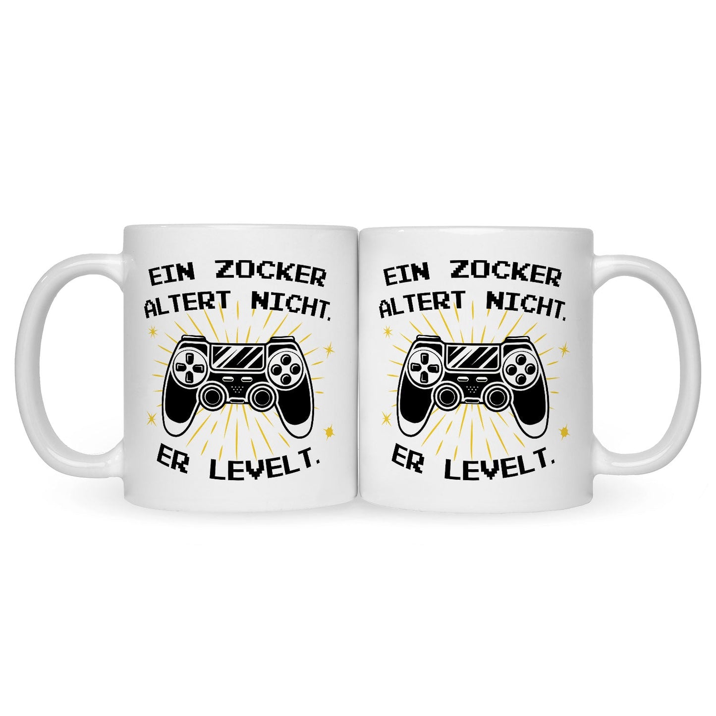 Bedruckte Tasse mit Spruch - Ein Zocker altert nicht er levelt