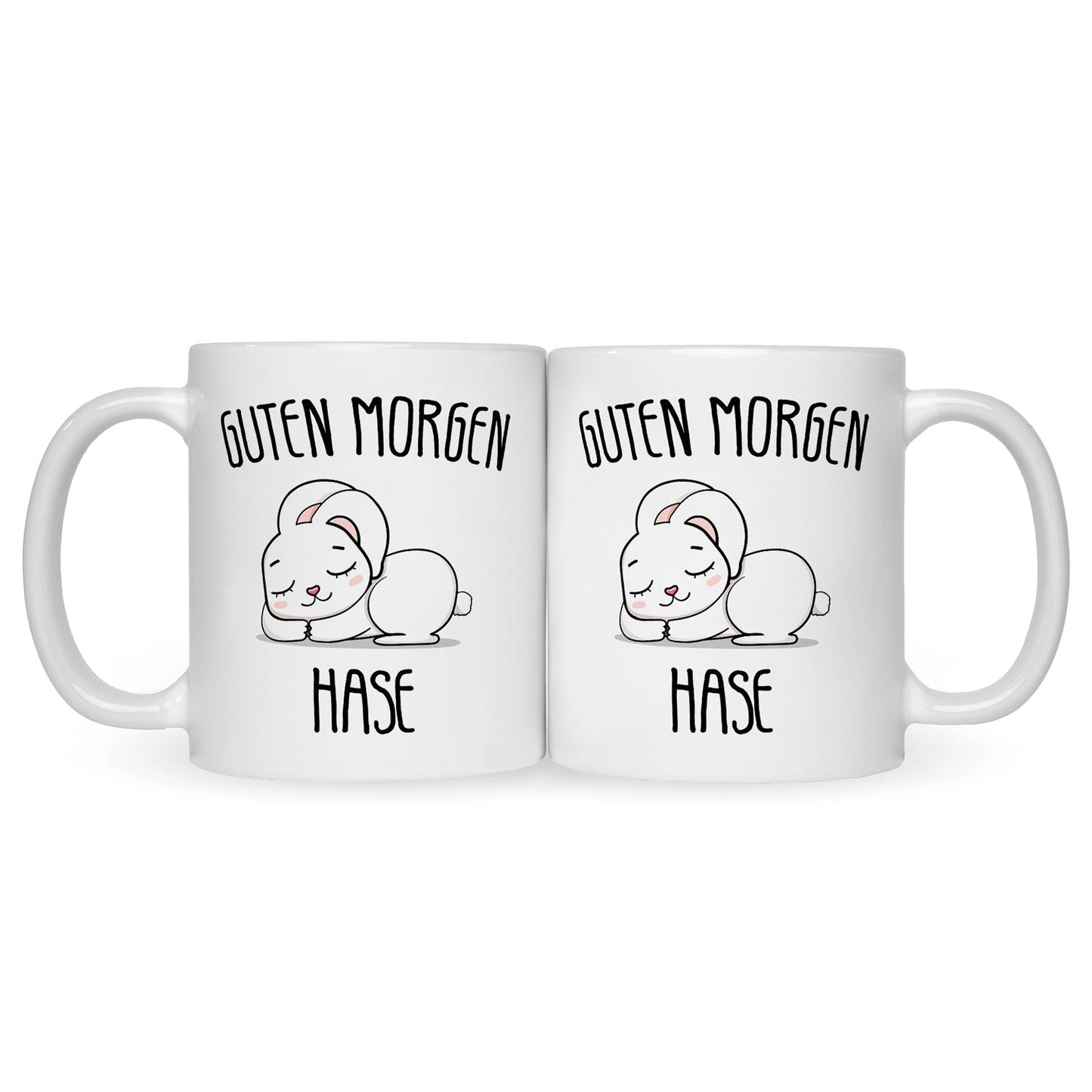 Bedruckte Tasse mit Spruch Guten Morgen Hase