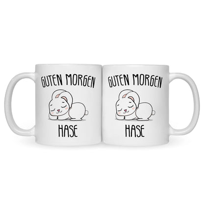 Bedruckte Tasse mit Spruch Guten Morgen Hase