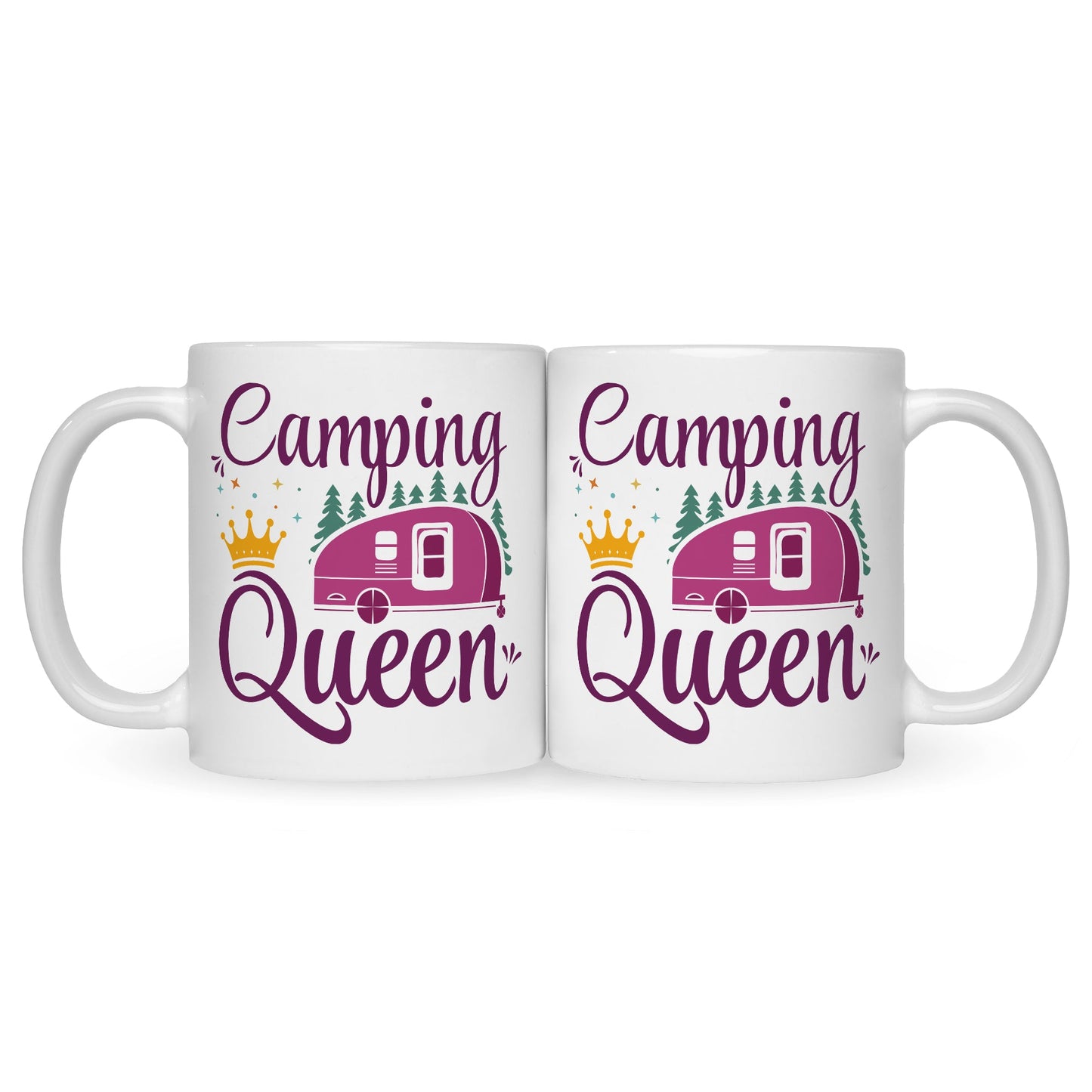 Bedruckte Tasse mit Spruch Camping Queen