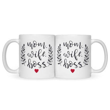 Bedruckte Tasse mit Spruch Mom Wife Boss