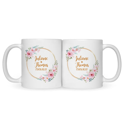 Bedruckte Tasse mit Spruch Rosenhochzeit