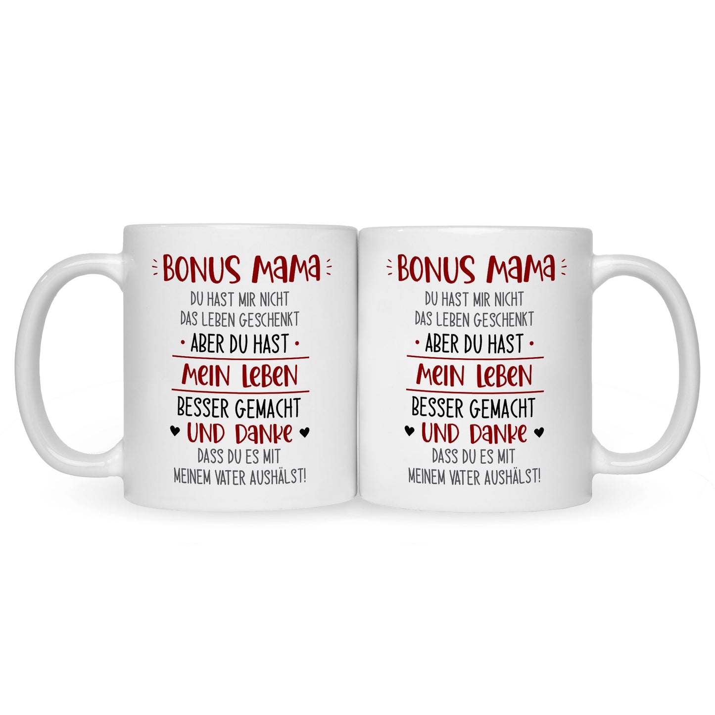 Bedruckte Tasse mit Spruch Bonus Eltern
