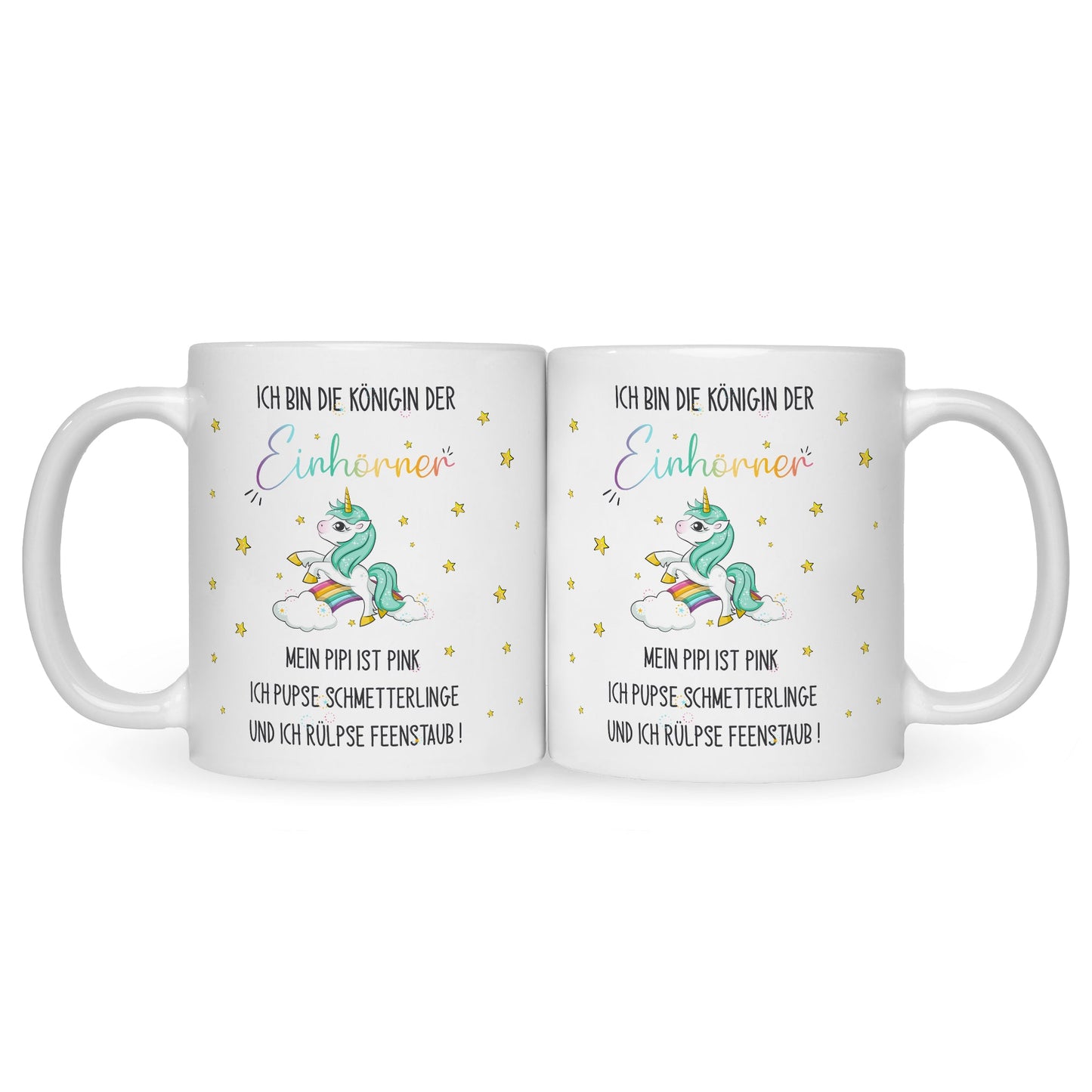 Bedruckte Tasse mit Spruch Königin der Einhörner