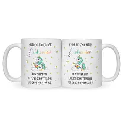 Bedruckte Tasse mit Spruch Königin der Einhörner