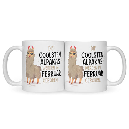 Bedruckte Tasse mit Spruch Die coolsten Alpakas