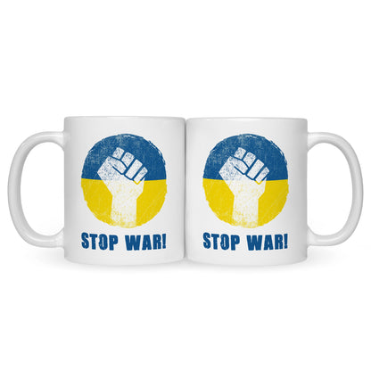 Bedruckte Tasse mit Spruch Stop War Ukraine