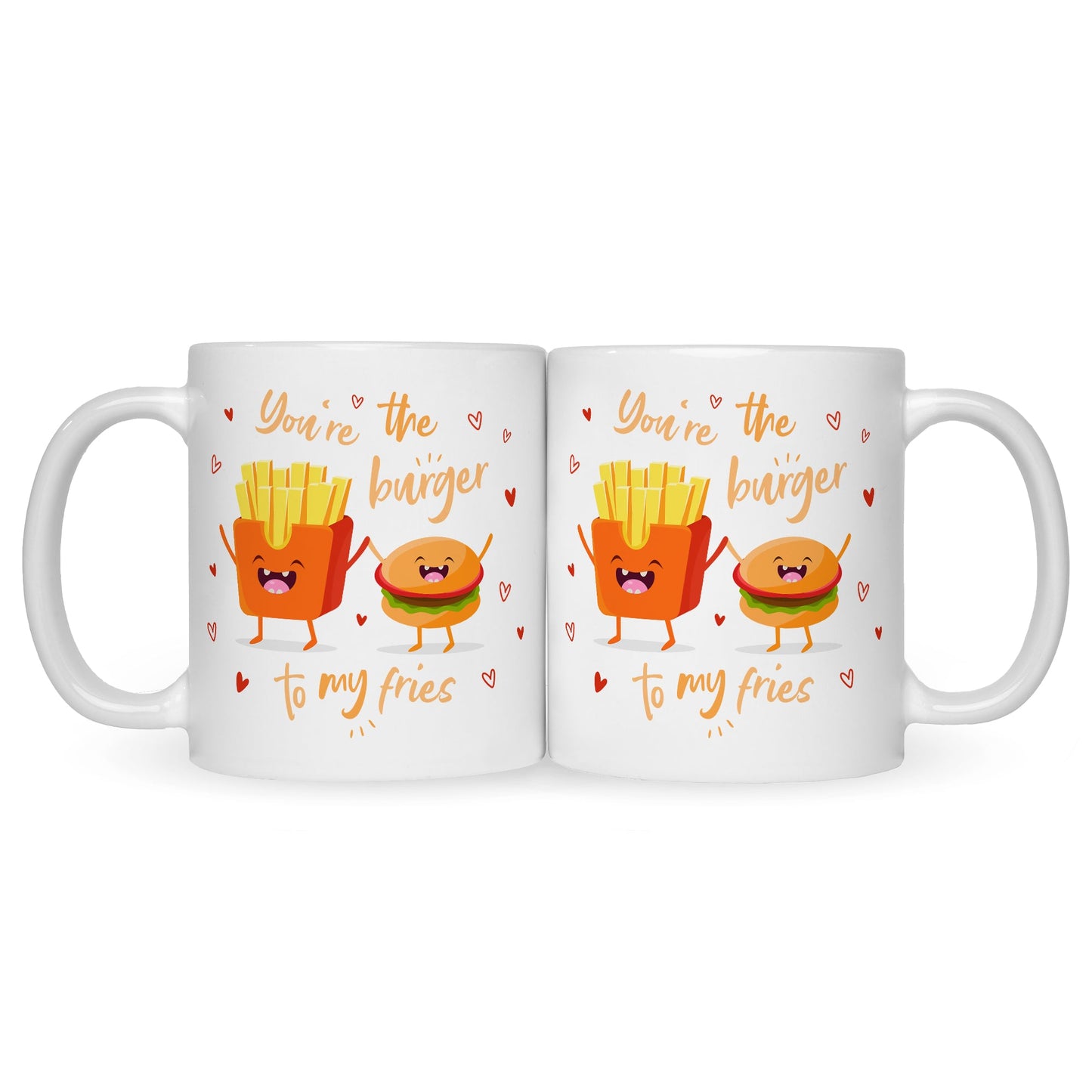 Bedruckte Tasse mit Spruch Burger to my fries