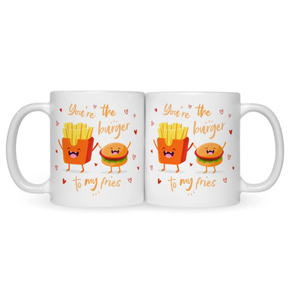 Bedruckte Tasse mit Spruch Burger to my fries