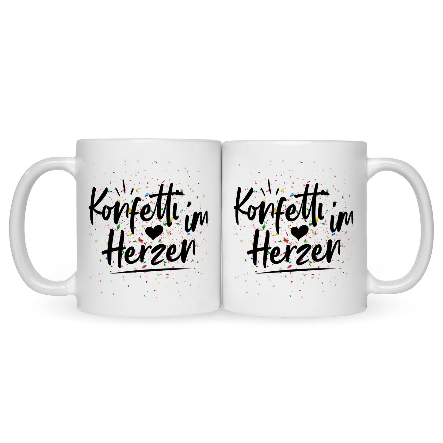 Bedruckte Tasse mit Spruch Konfetti im Herzen