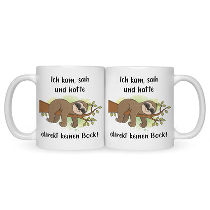 Bedruckte Tasse mit Spruch Ich kam, sah und hatte direkt keinen Bock