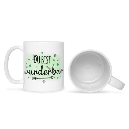 Bedruckte Tasse mit Spruch Du bist wunderbar