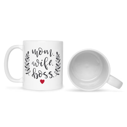 Bedruckte Tasse mit Spruch Mom Wife Boss