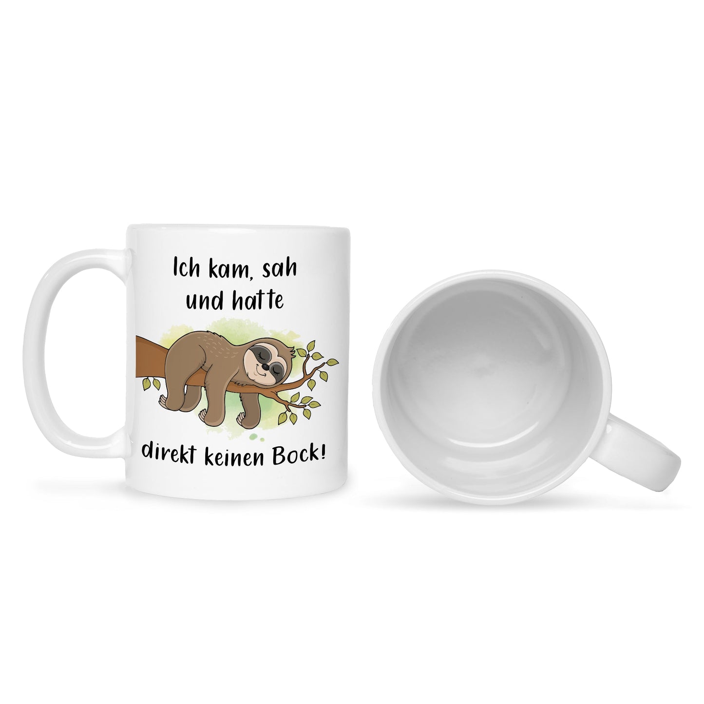 Bedruckte Tasse mit Spruch Ich kam, sah und hatte direkt keinen Bock