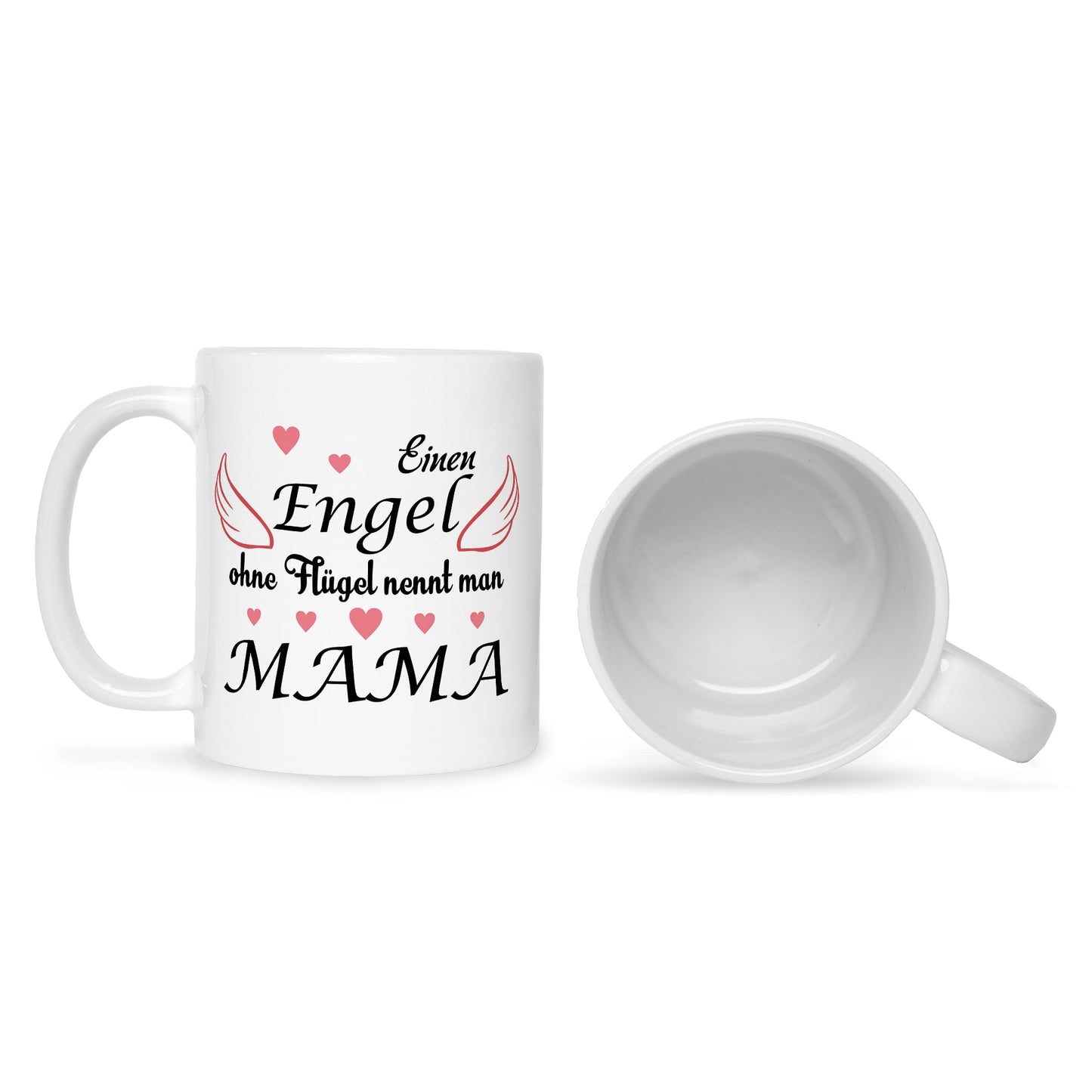 Bedruckte Tasse mit Spruch Engel ohne Flügel