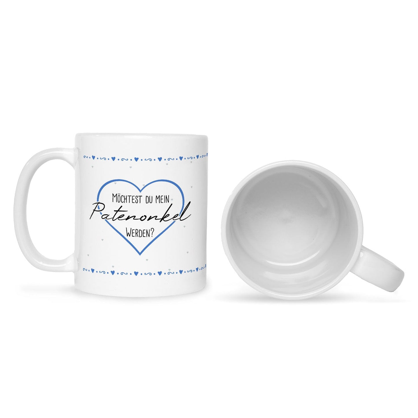Bedruckte Tasse mit Spruch Ich habe eine wichtige Frage an dich! Patentante/Patenonkel