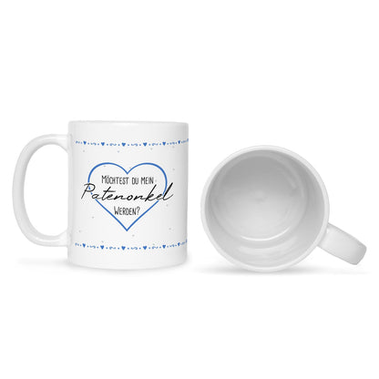 Bedruckte Tasse mit Spruch Ich habe eine wichtige Frage an dich! Patentante/Patenonkel