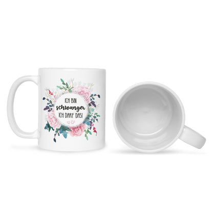 Bedruckte Tasse mit Spruch Ich bin Schwanger ich darf das