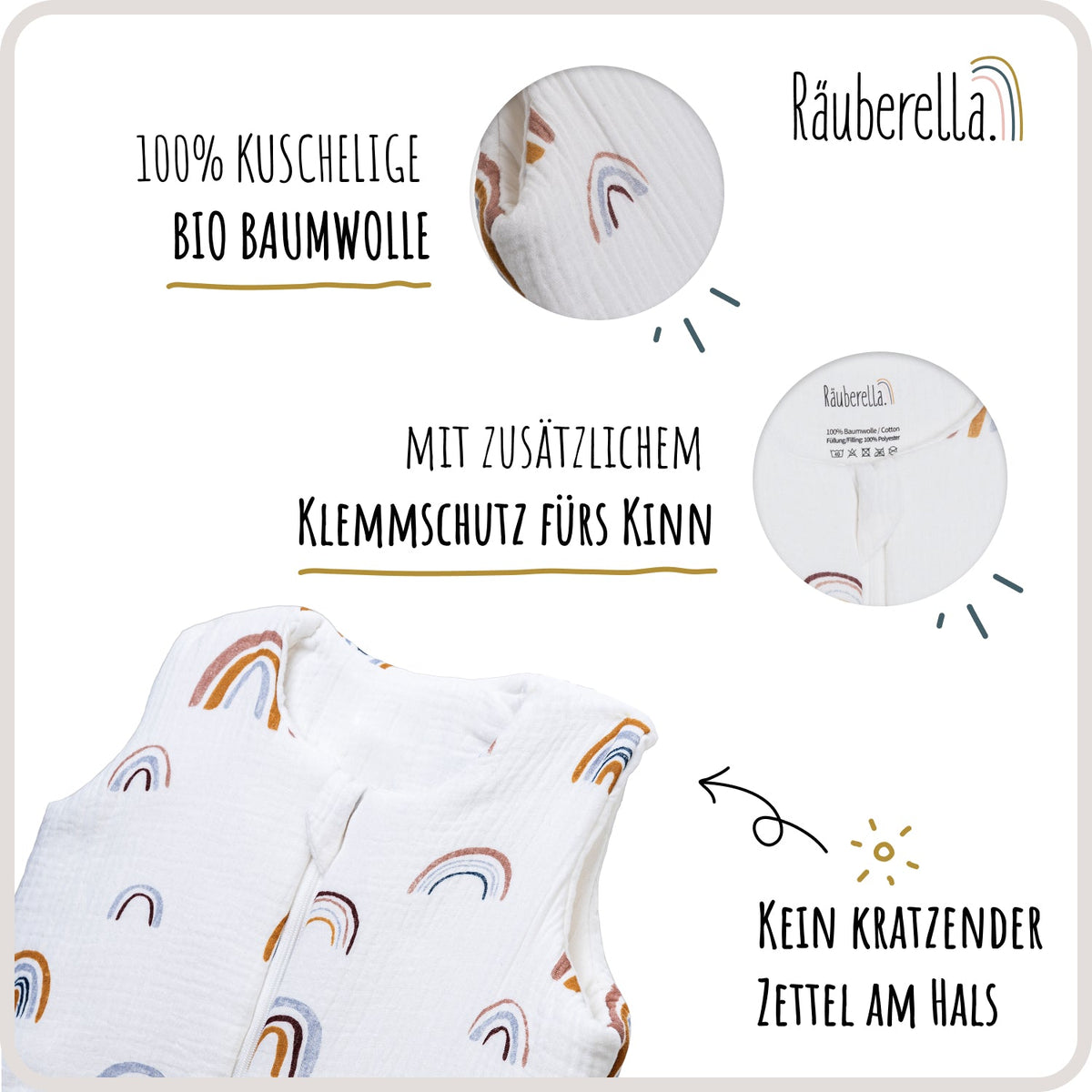 Schlafsack kurzarm Regenbogen