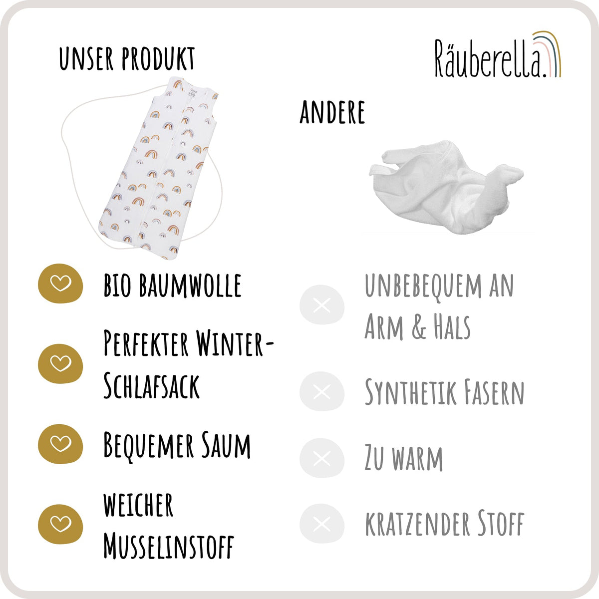 Schlafsack kurzarm Regenbogen