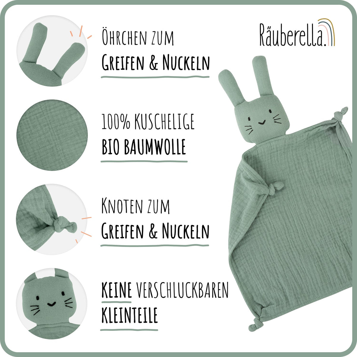 Musselin Schmusetuch Hase Mint