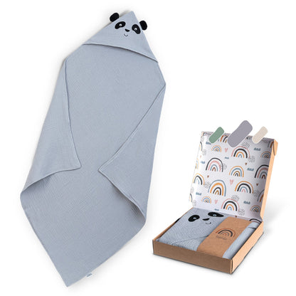 Kapuzenhandtuch Panda Blau