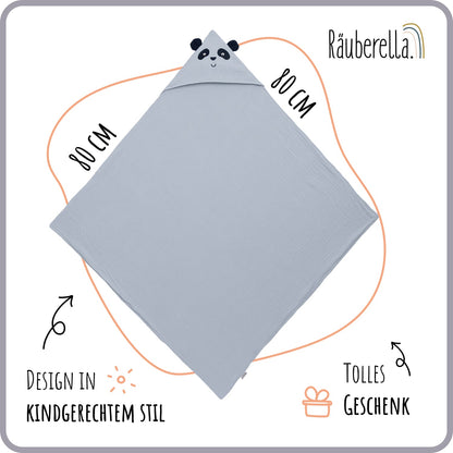 Kapuzenhandtuch Panda Blau