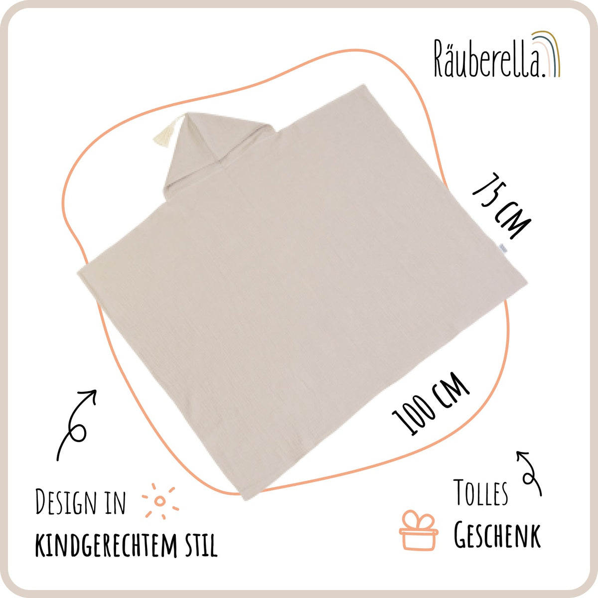 Musselin Kapuzenhandtuch (75x100cm)  Beige