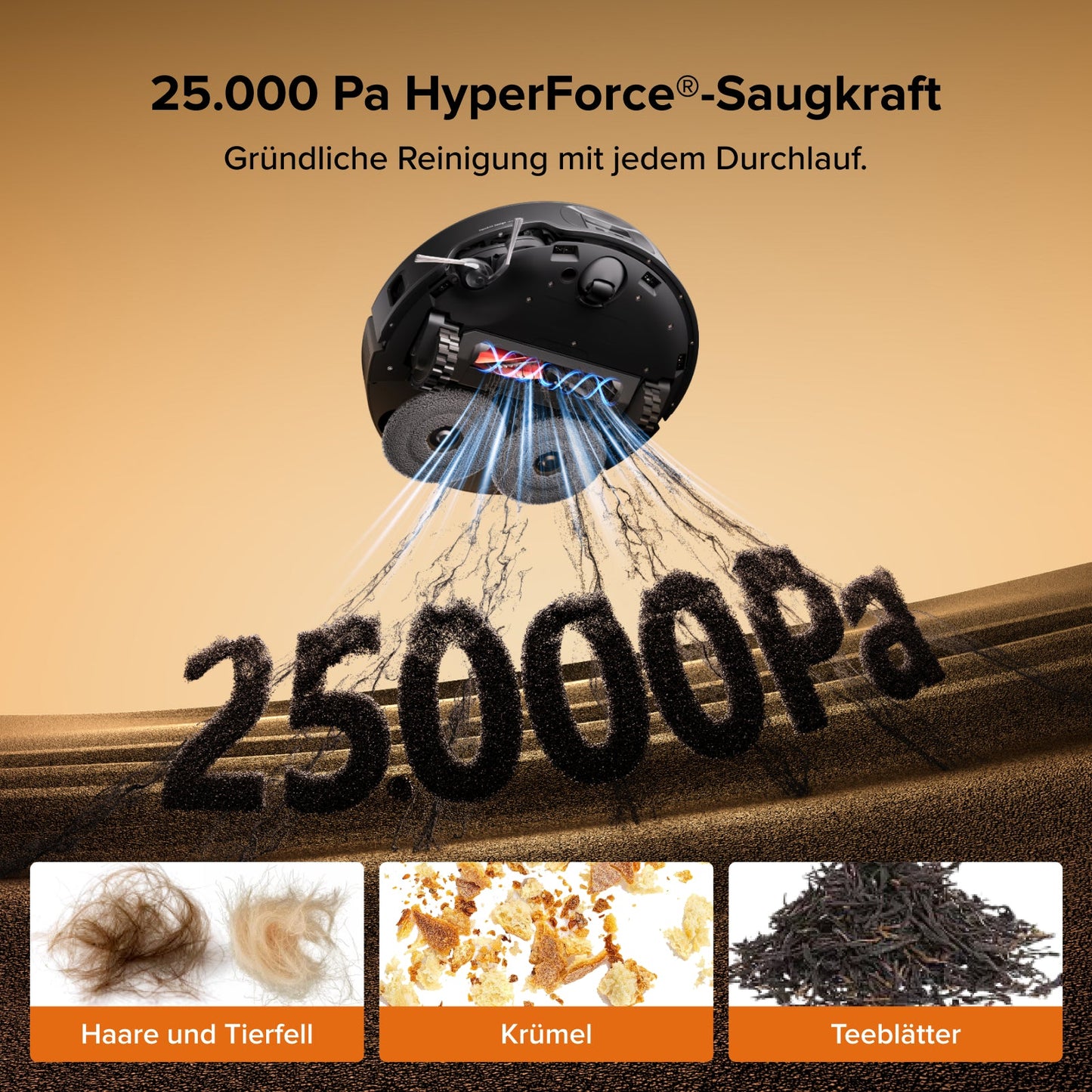 Roborock Qrevo Edge 2 - 25.000 Pa HyperForce-Saugkraft und Dual Anti-Tangle System