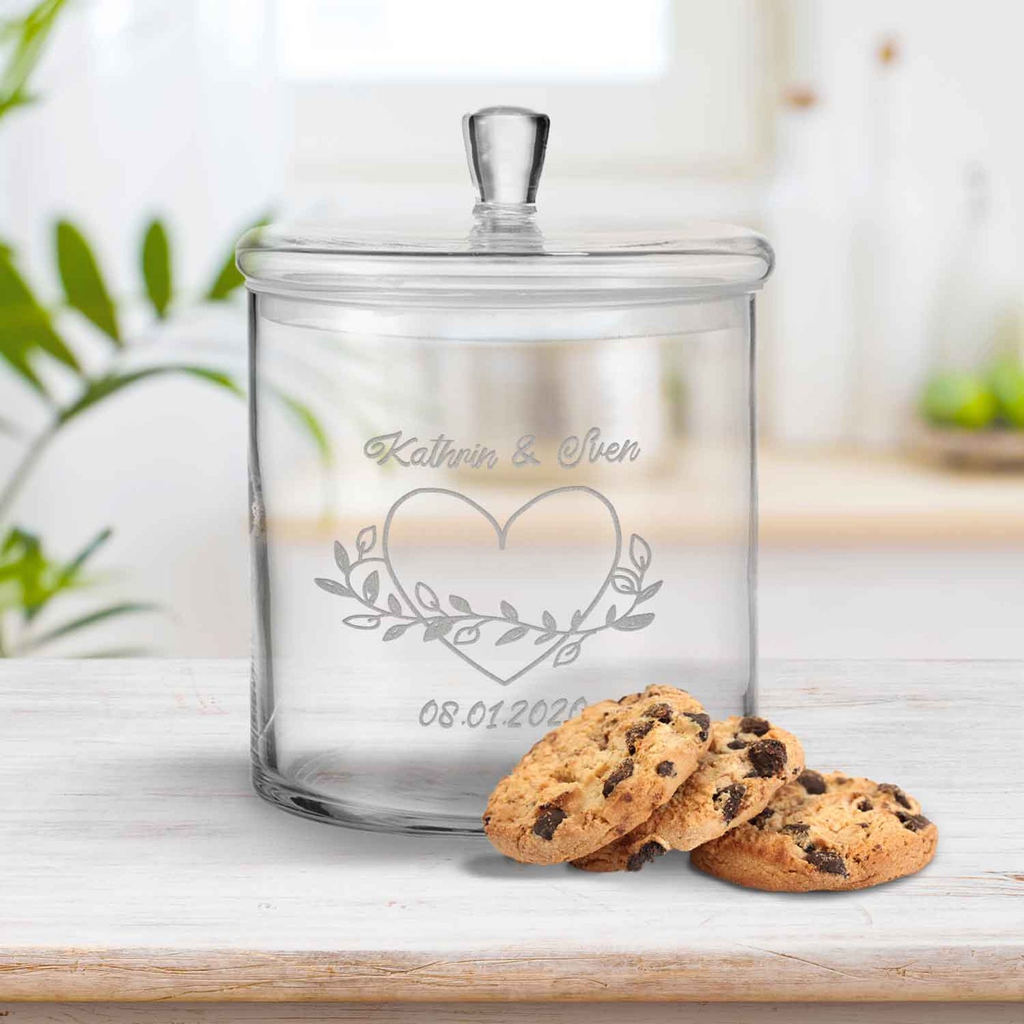 Leonardo Keksglas mit Gravur