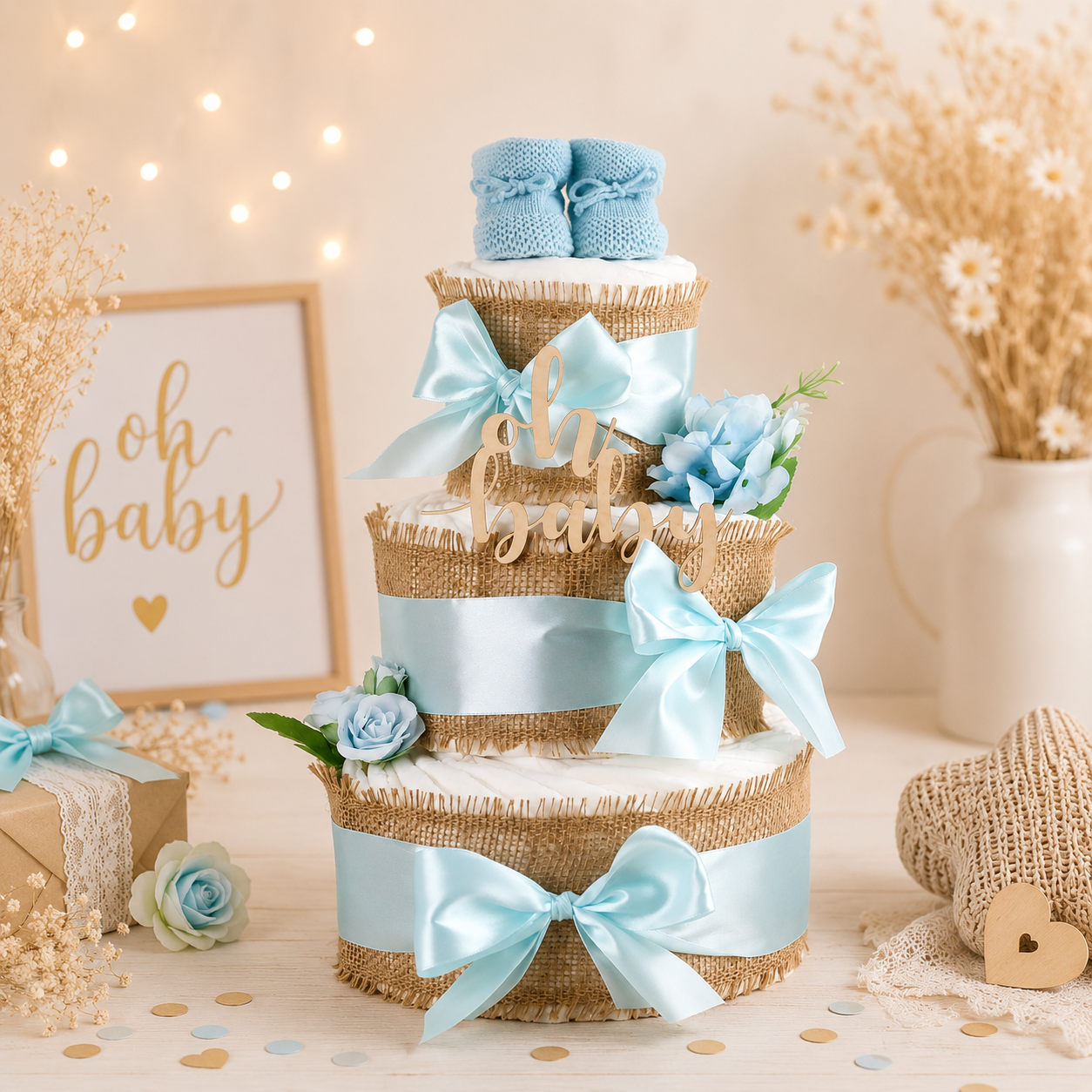 Große Windeltorte Alles Jute  blue