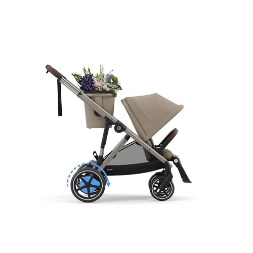CYBEX Gold Kinderwagen e-GAZELLE S, Ab Geburt bis ca. 4 Jahre, Max. 22 kg (Single-Modus) / 2x 22 kg (Duo-Modus), All-in-1-System mit E-Antrieb und 20+ Konfigurationen, Stone Grey