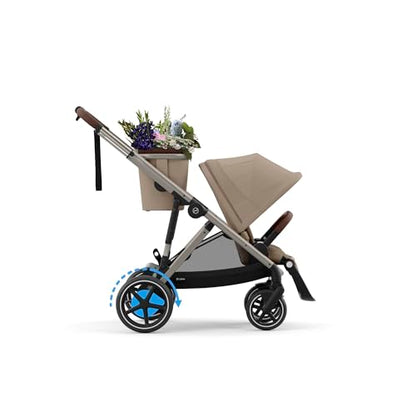 CYBEX Gold Kinderwagen e-GAZELLE S, Ab Geburt bis ca. 4 Jahre, Max. 22 kg (Single-Modus) / 2x 22 kg (Duo-Modus), All-in-1-System mit E-Antrieb und 20+ Konfigurationen, Stone Grey