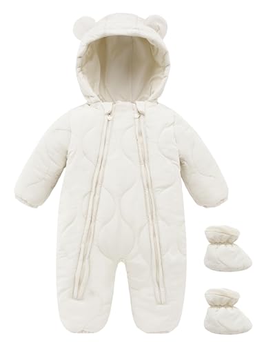 NEAWEALY Baby Winter Jumpsuit Girls Boys Romper Romper with Hood Snowsuits Newborn Sleep Romper Zip Romper with Shoes Playsuit