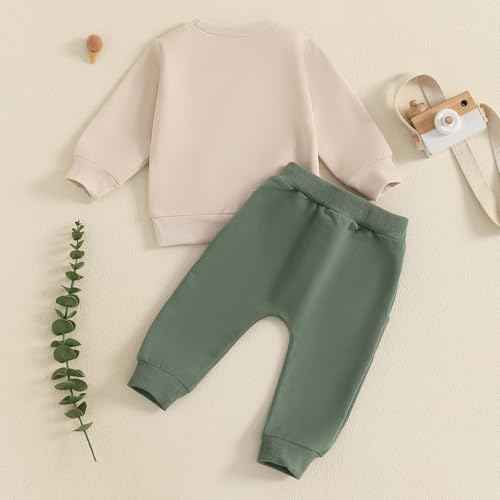 Baby Boys Soft Clothing Sets Toddler Cute Two Piece Outfit Long Sleeve Tractor Print Sweatshirt and Trousers Set Autumn Winter Jogging Suit