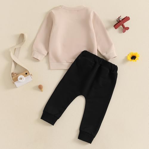 Baby Boys Soft Clothing Sets Toddler Cute Two Piece Outfit Long Sleeve Tractor Print Sweatshirt and Trousers Set Autumn Winter Jogging Suit 