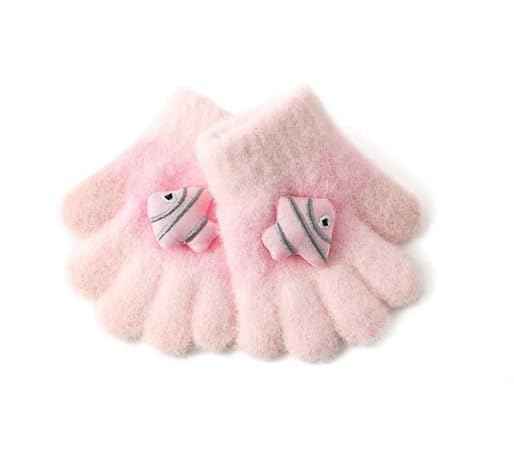 Children's Warm Winter Gloves / Mittens with Plush Lining, Cute Ski Gloves, 3 - 8 Years Old, for Skiing / Snowboarding / Playing / Running
