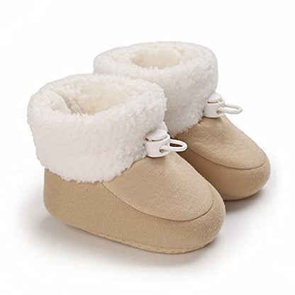 Tolaler Baby Newborn Fleece Booties Unisex, Thickened Lining, Warm Baby Winter Shoes, Adjustable Non-Slip with Soft Sole, Baby Booties/Everyday Wear (0–18 Months)