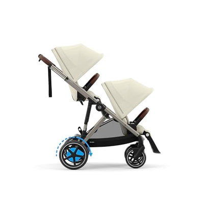 CYBEX Gold Kinderwagen e-GAZELLE S, Ab Geburt bis ca. 4 Jahre, Max. 22 kg (Single-Modus) / 2x 22 kg (Duo-Modus), All-in-1-System mit E-Antrieb und 20+ Konfigurationen, Stone Grey