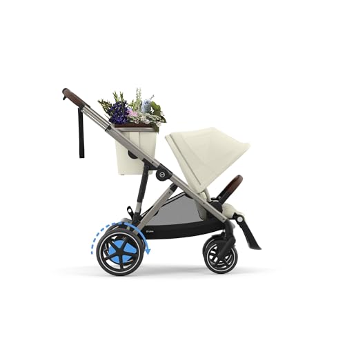 CYBEX Gold Kinderwagen e-GAZELLE S, Ab Geburt bis ca. 4 Jahre, Max. 22 kg (Single-Modus) / 2x 22 kg (Duo-Modus), All-in-1-System mit E-Antrieb und 20+ Konfigurationen, Stone Grey
