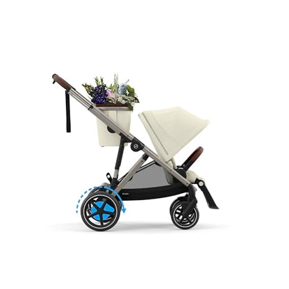 CYBEX Gold Kinderwagen e-GAZELLE S, Ab Geburt bis ca. 4 Jahre, Max. 22 kg (Single-Modus) / 2x 22 kg (Duo-Modus), All-in-1-System mit E-Antrieb und 20+ Konfigurationen, Stone Grey