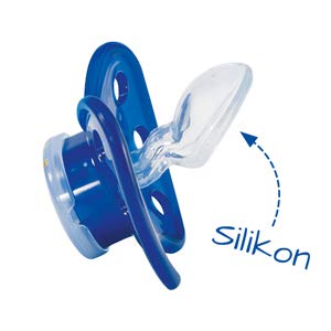 dentistar Silikon Schnuller 3er-Set - Größe 2, 6-14 Monate - Zahn- & kieferfreundlicher Nuckel mit Dental-Stufe – BPA-frei – Made in Germany - Regenbogen, Lila
