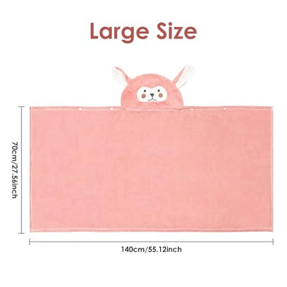 decalsweet Bath Towels for Kids, Large Softness and Absorbent Hooded Baby Bath Towel, Coral Fleece Children's Towel for Bathrobe Boys and Girls, 70 x 140 cm (Blue Elephant) 