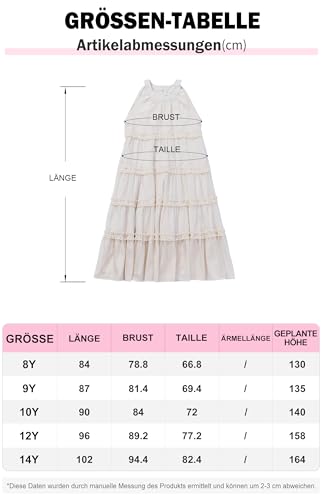 SOLOCOTE Girls Midi Dress Sleeveless Off Shoulder Ruffles A-Line Summer Elegant Casual Dress 