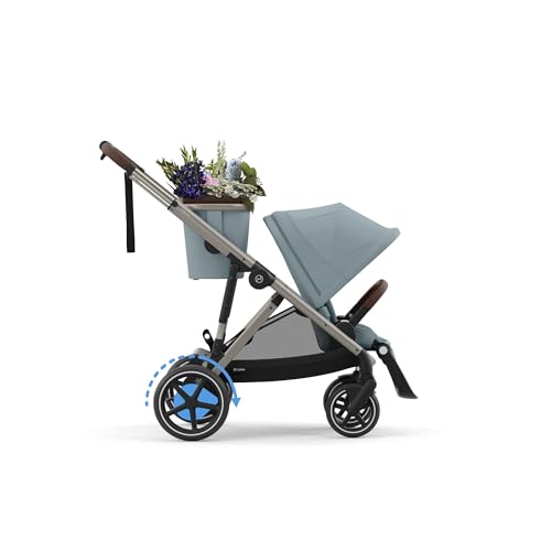 CYBEX Gold Kinderwagen e-GAZELLE S, Ab Geburt bis ca. 4 Jahre, Max. 22 kg (Single-Modus) / 2x 22 kg (Duo-Modus), All-in-1-System mit E-Antrieb und 20+ Konfigurationen, Stone Grey