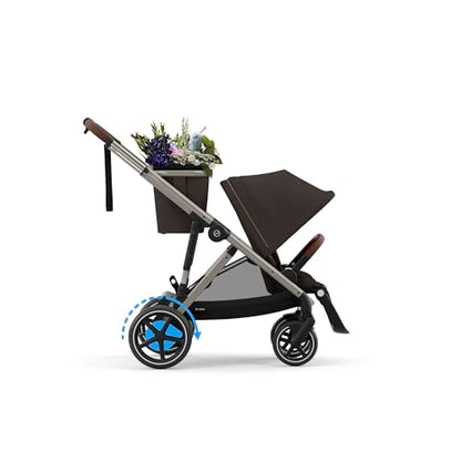 CYBEX Gold Kinderwagen e-GAZELLE S, Ab Geburt bis ca. 4 Jahre, Max. 22 kg (Single-Modus) / 2x 22 kg (Duo-Modus), All-in-1-System mit E-Antrieb und 20+ Konfigurationen, Stone Grey