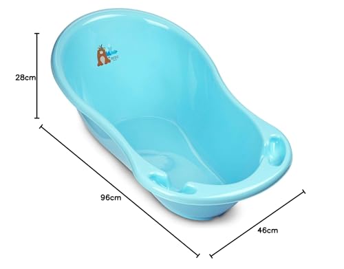 Baby Badewanne mit Gestell 4 Set TÜV Rheinland zertifiziert! Babybadewannen + Baby Badewannensitz +Abfluss + Gestell - Babywanne mit Ständer! Baby Pflegeset für Neugeborene.